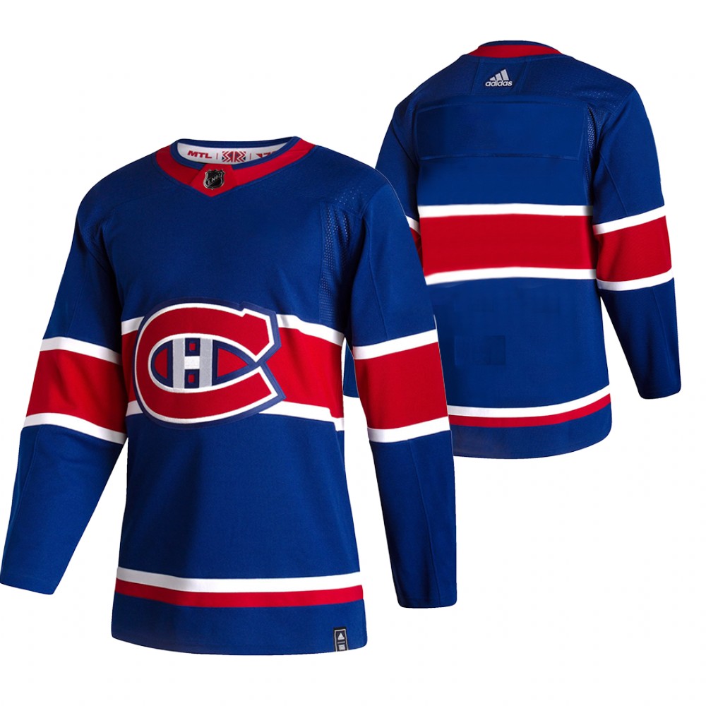 2021 Adidias Montreal Canadiens Blank Blue Men Reverse Retro Alternate NHL Jersey